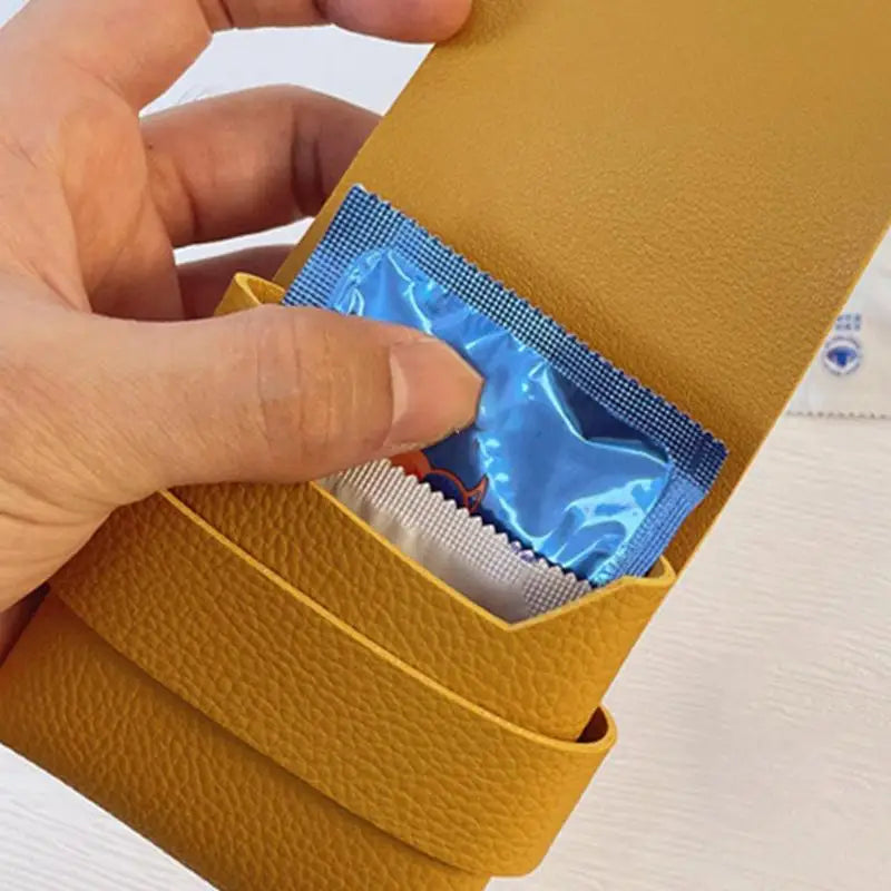Secret Condom Storage Bag Portable Travel Privacy PU Leather Case 3-4