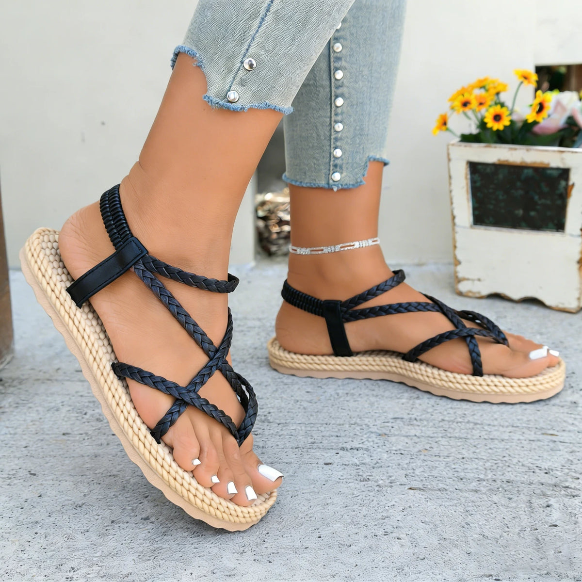Designer Leisure Sandals for Women Soft Sole Light Flat Shoes Female Daily Walking Street Sandals Lightweight Trend Women Shoes Zpaxo black 38