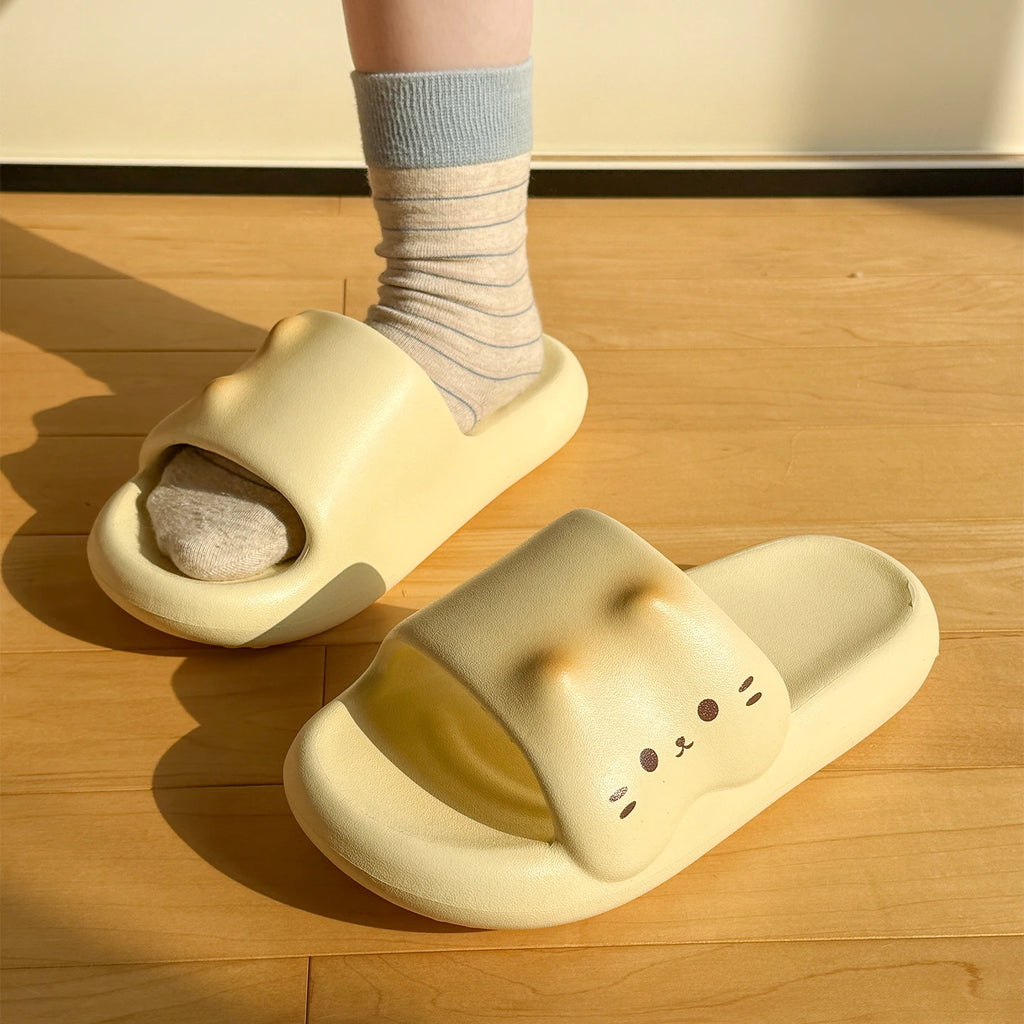 SHAJI Caramel Cartoon Cat Cloud Slides Summer Cool EVA Non Slip