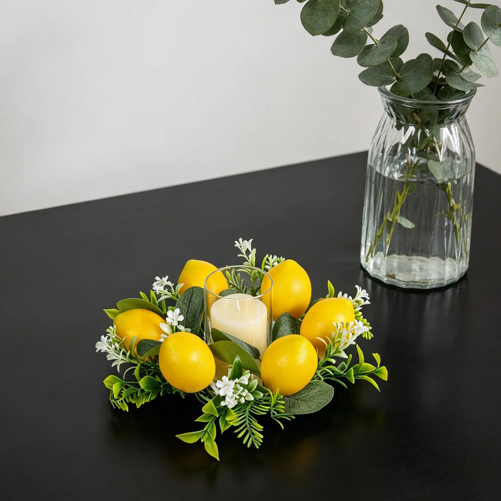 Artificial Lemon Ring Spring Garland Table Floral Wreath Kitchen