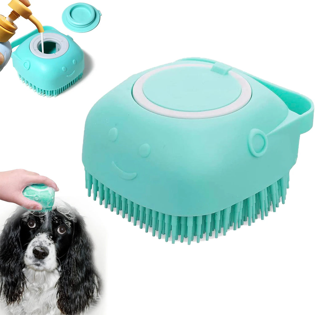 Silicone Pet Bath Brush with Soap Dispenser | Dog & Cat Grooming