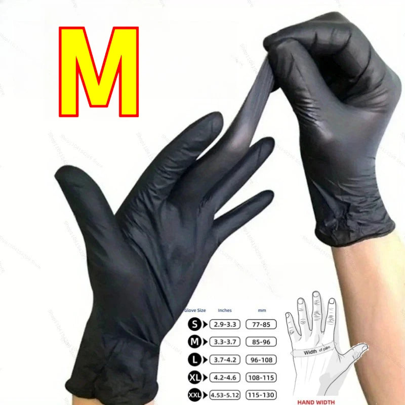 Disposable Gloves in Package Black Nitrile Gloves Home Kitchen Cooking Tools Tattoo Washing Car Household Cleaning Work Gloves Zpaxo M-23x10cm 50pcs