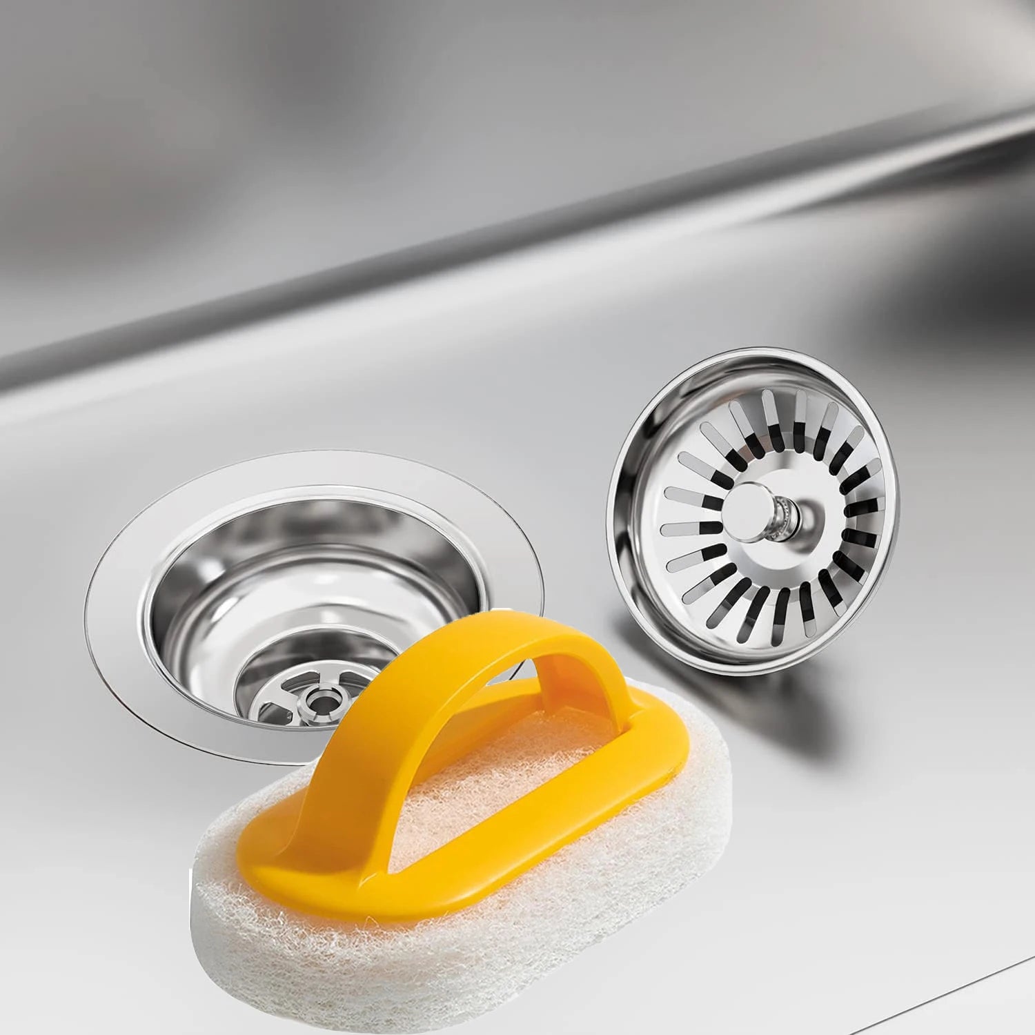 Kitchen Sink Strainer Stoppers & Cleaning Cloth – 3-Piece Set
