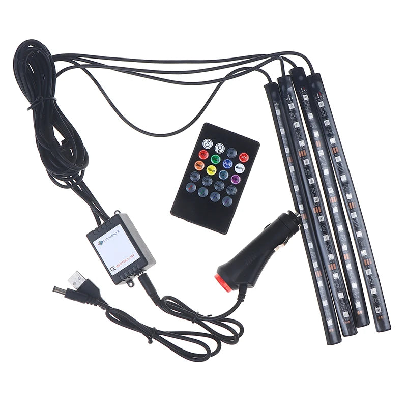 48 LED RGB Car Interior Ambient Light – Remote & Voice Control