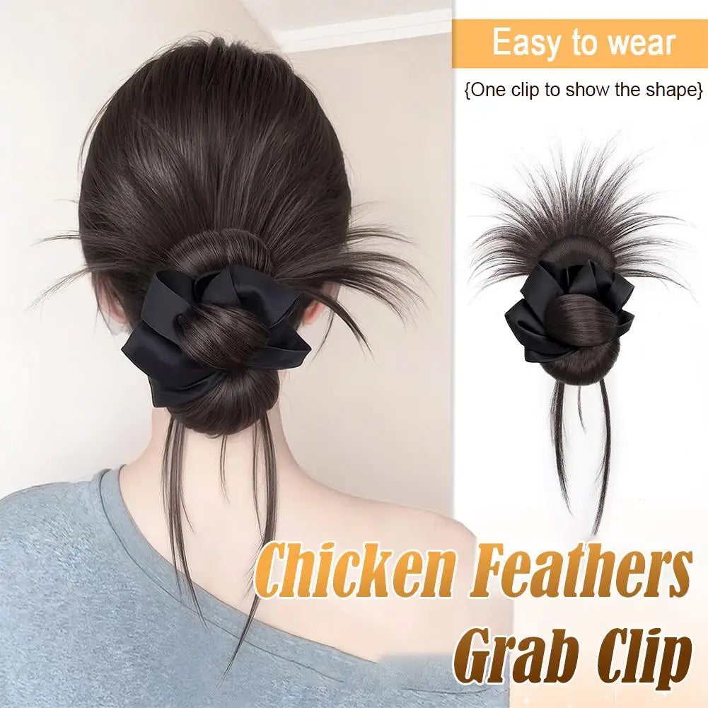 Feather Ball Hair Bun Clip – Messy Synthetic Scrunchie Hairpiece Hair Bun Clip Zpaxo