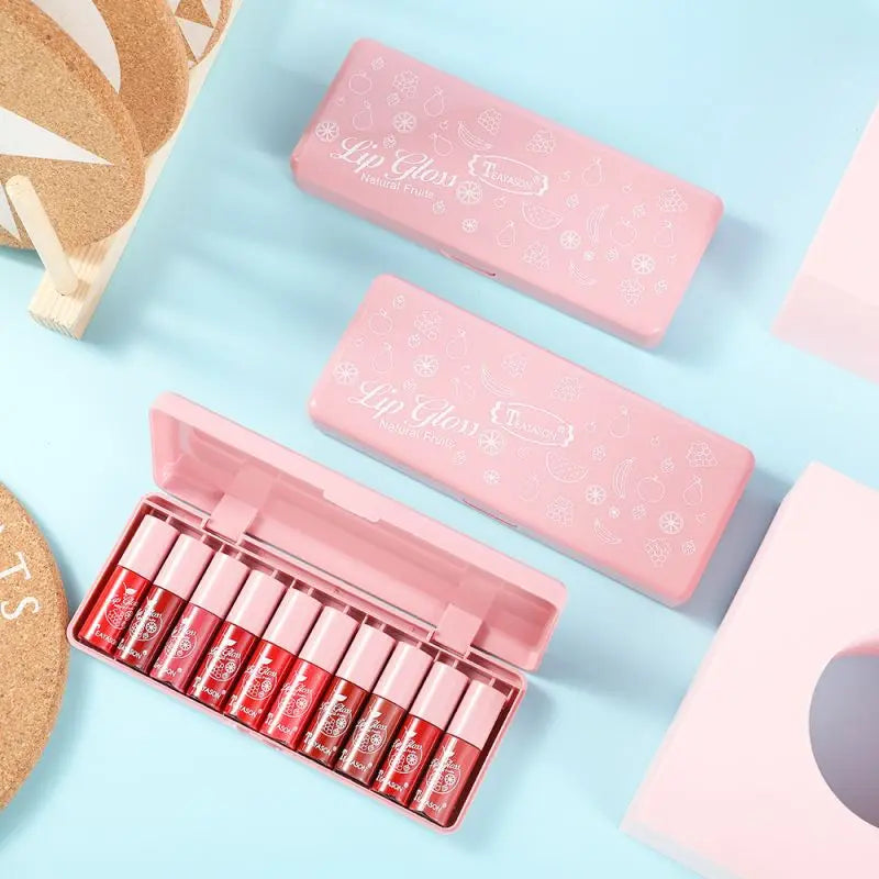 10-Piece Lip Gloss Set with Fine Shimmer, Moisturizing Glitter, Non-Fading, Easy to Apply, Long-Lasting Makeup Effect Lip Gloss Set Zpaxo