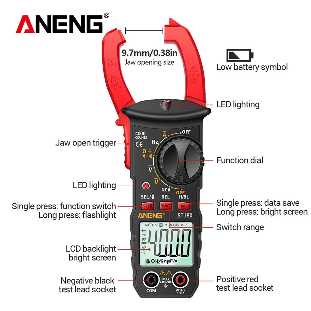 ANENG ST180 AC Current Multimeters 4000 Counts Digital Clamp Meters Zpaxo