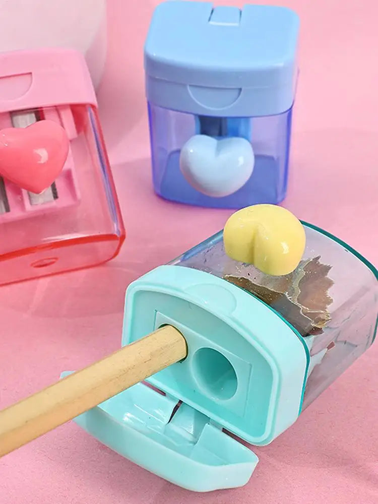 Cartoon Pencil Sharpener Double Hole Pencil Cutter Tool Pencil Sharpening Tool Student Stationery Simple School Office Supplies Zpaxo