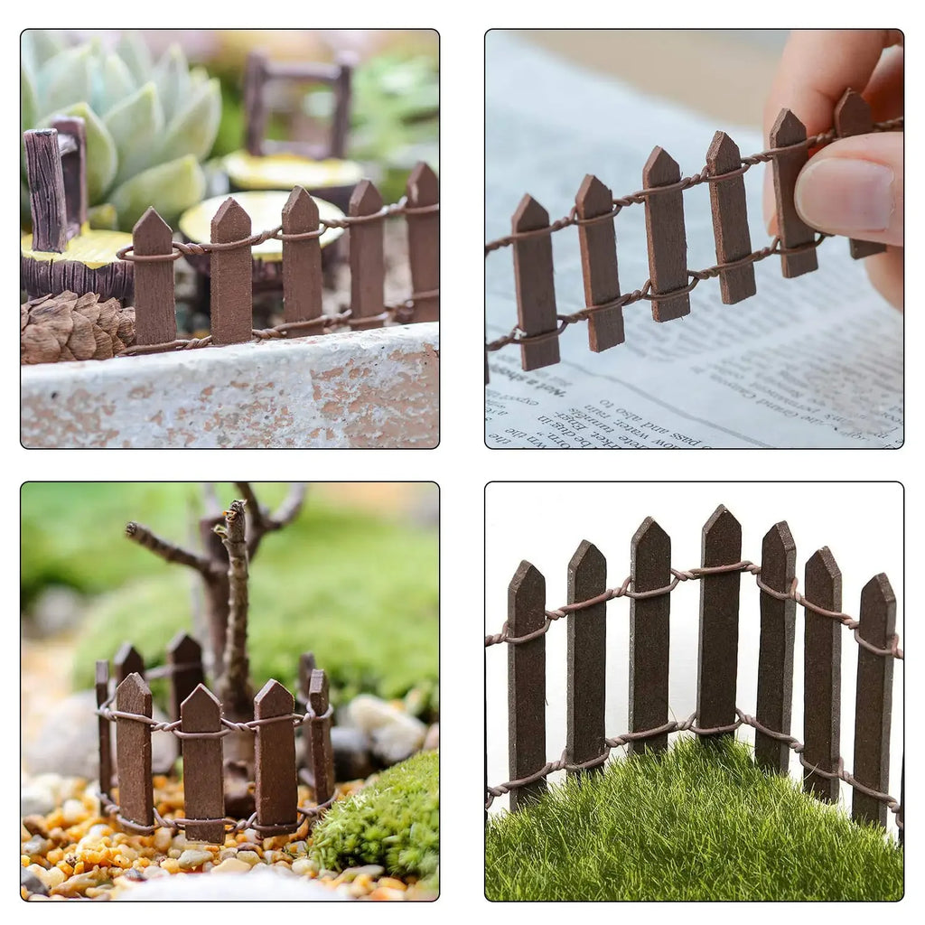 Miniature Wooden Fairy Garden Fence – DIY Micro Landscape Decor Miniature Garden Decor Zpaxo