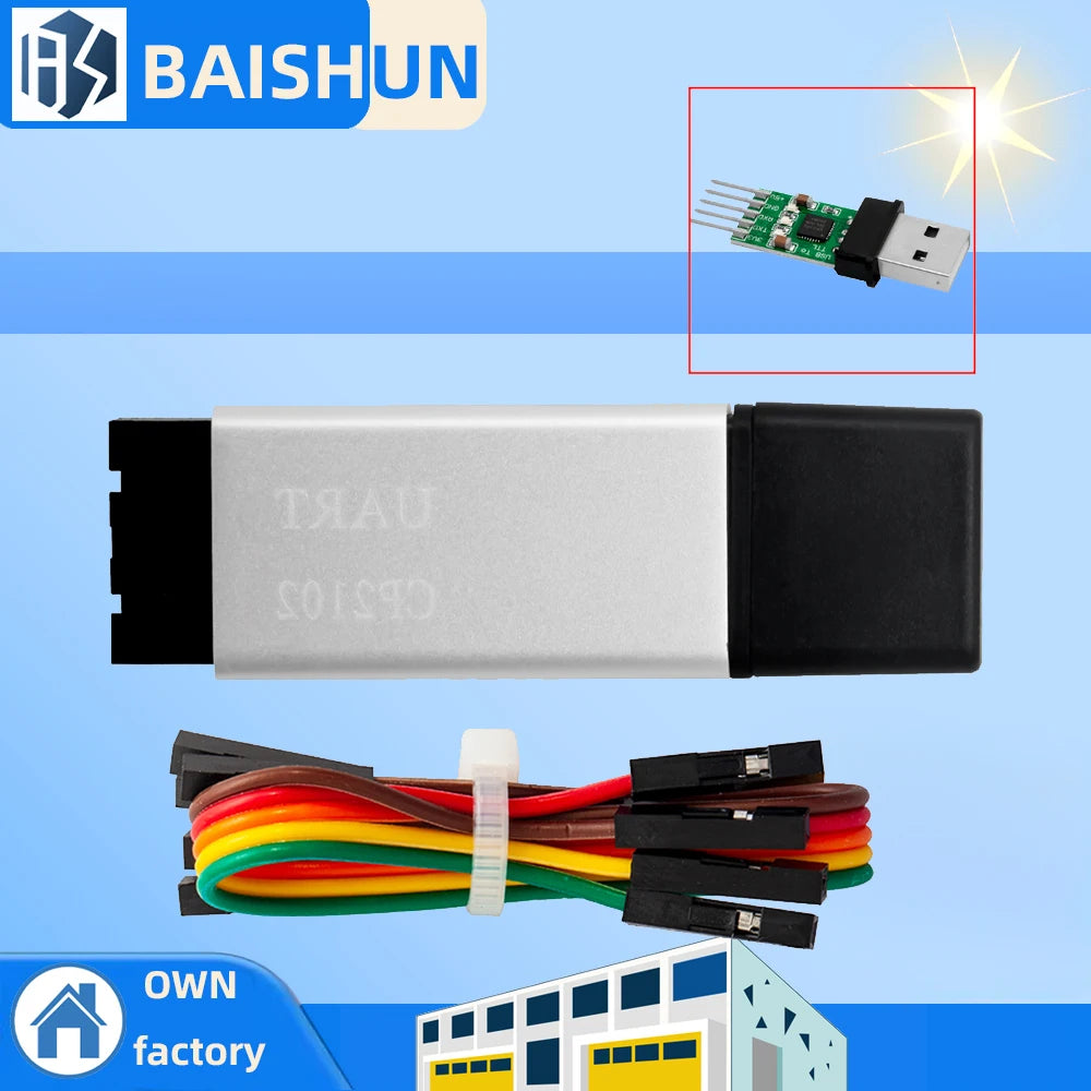 6-Pin USB 2 0 TTL UART Converter CP2102 Aluminum-shelled FT232 STC Zpaxo Default Title