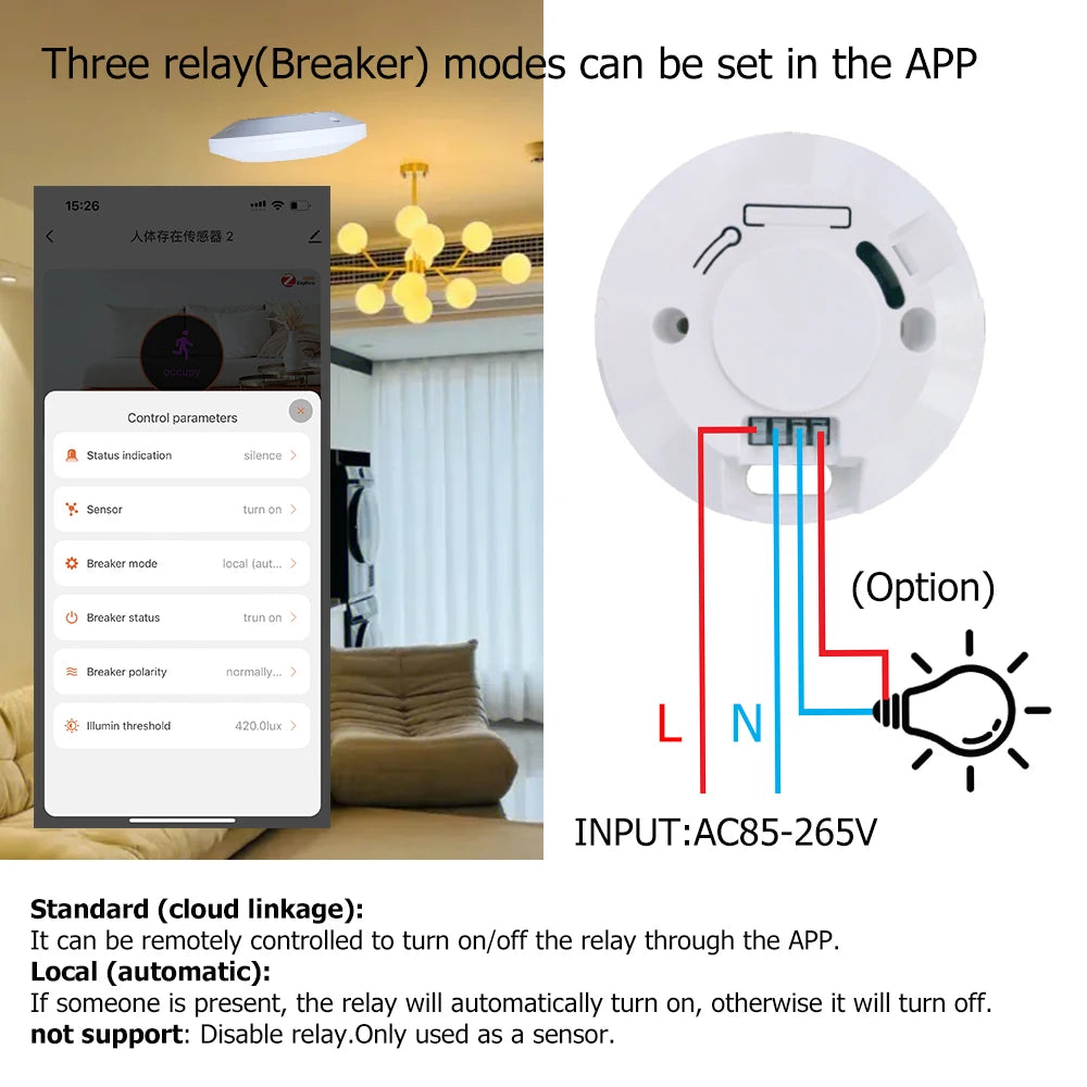 ZigBee/Wifi Motion MmWave Presence Sensor For Lighting 110/220V Wireless Switch On/Off Relay Tuya Smart Life Home Automation DIY Zpaxo
