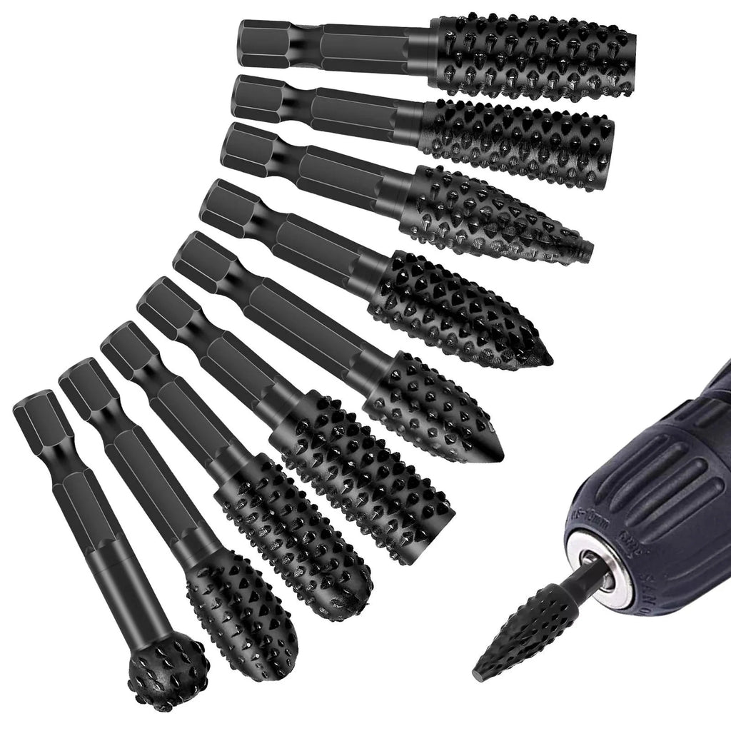 1 4-inch Shank Rotary Burr Wood Rasp File Drill Bits Woodworking