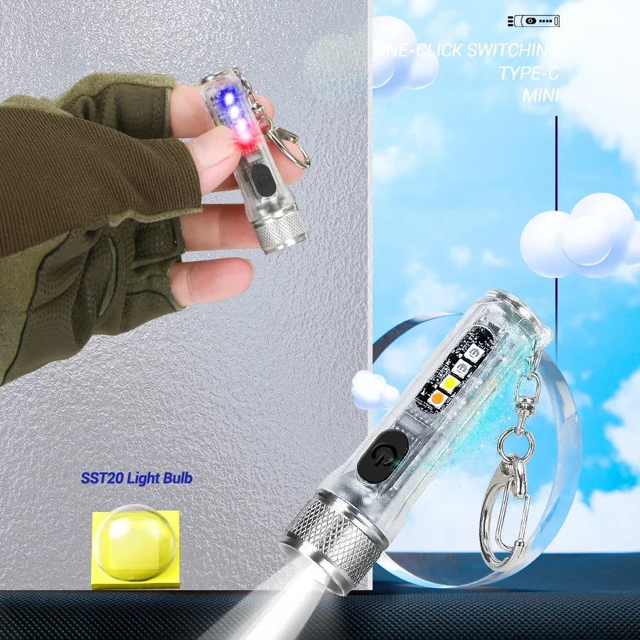 ESMARTER Mini LED Keychain Flashlight – USB-C Rechargeable, Magnetic LED Keychain Flashlight Zpaxo