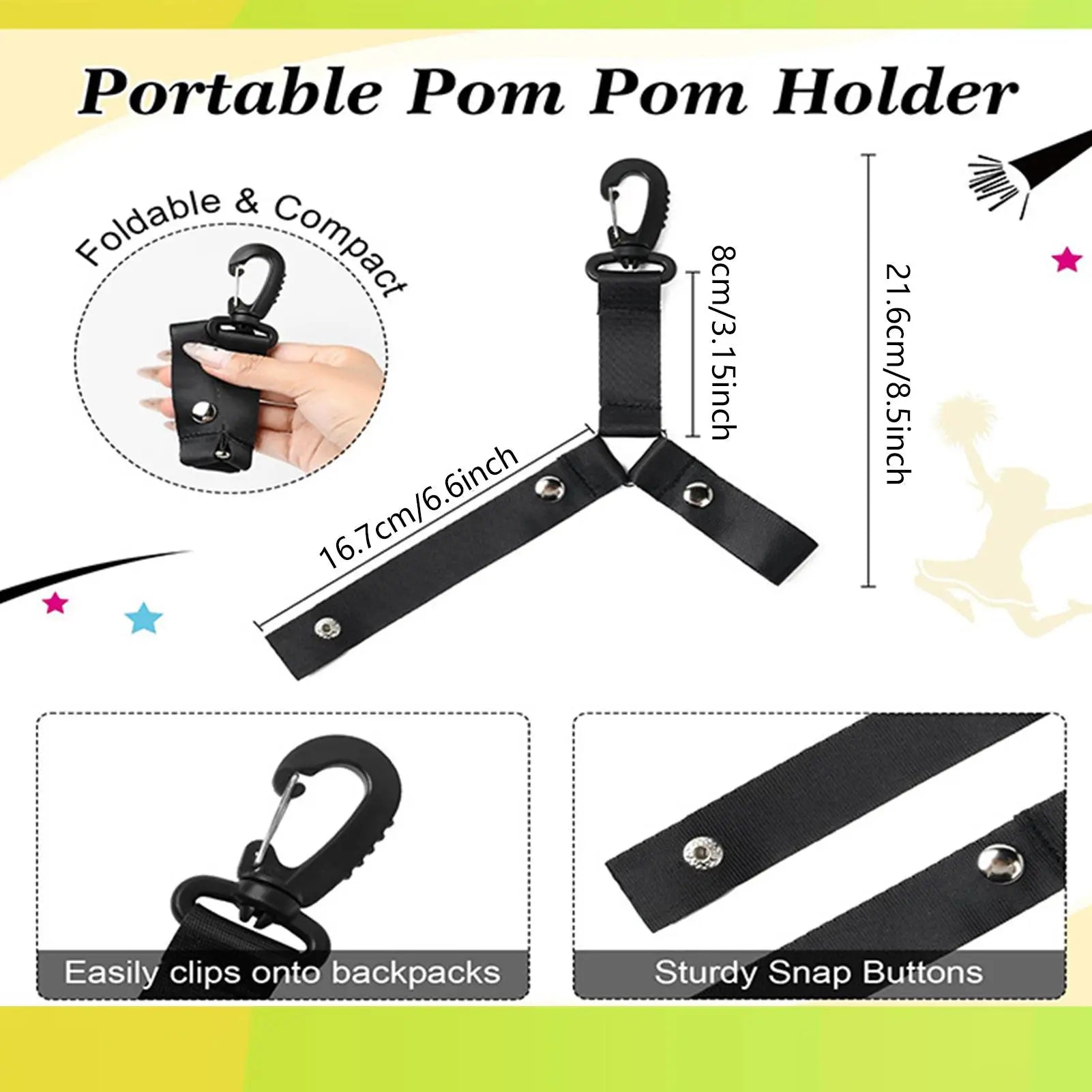Pom Holder Cheer Bag Click Fastener Organizer Hanger Clip Dance