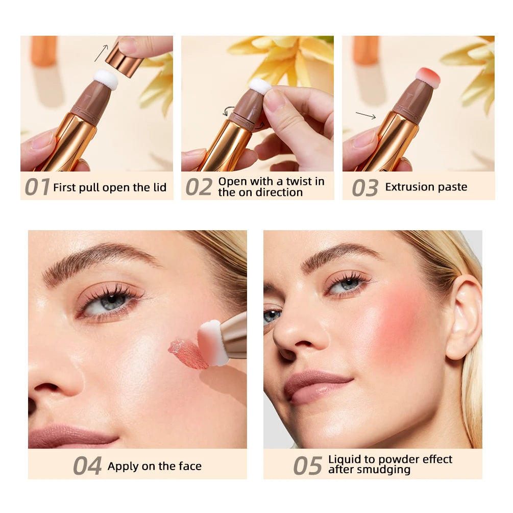 Multi-function Powder Blusher Pen Gloss Eye Shadow One Natural