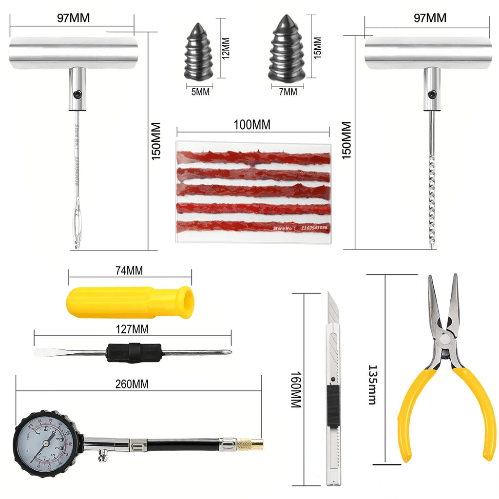 Tubeless Tyre Puncture Repair Kit – 46 & 94pc Car & Motorcycle