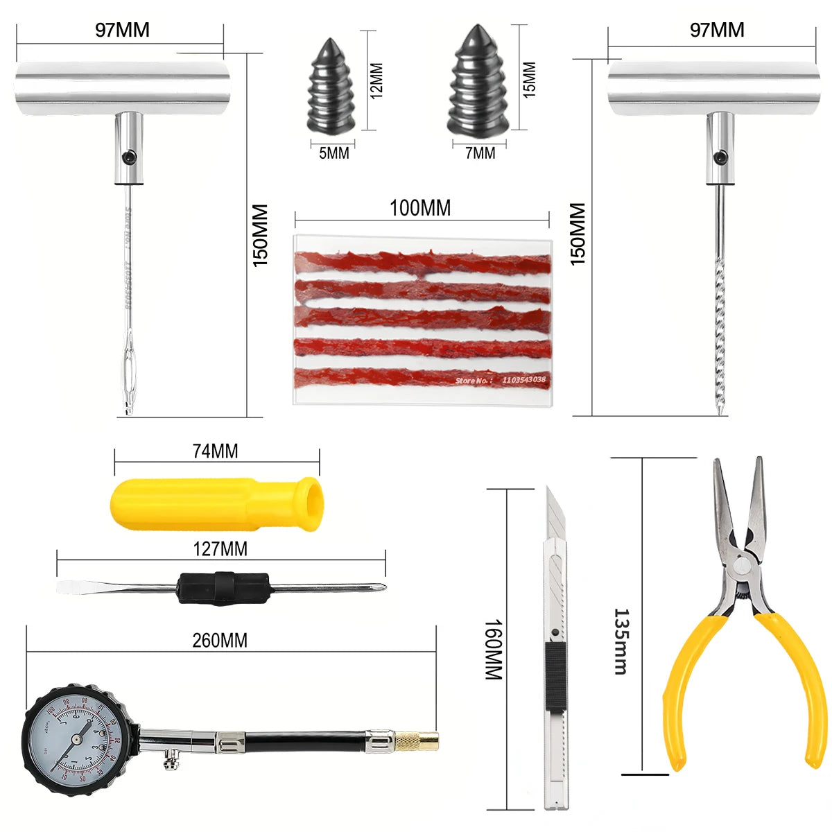 Tubeless Tyre Puncture Repair Kit – 46 & 94pc Car & Motorcycle
