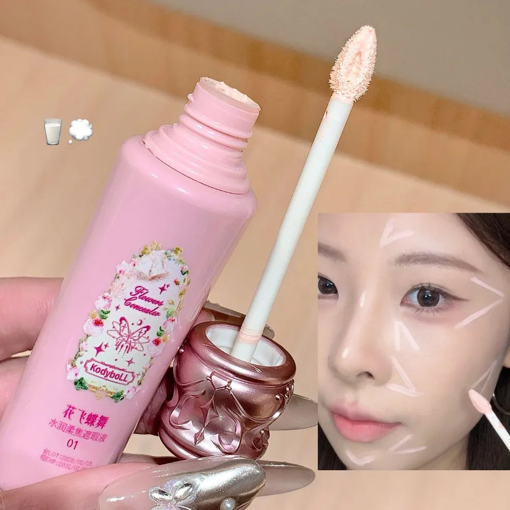 Soft Pink Matte Liquid Concealer Brightening Lightweight Cream With Hyaluronic Acid Liquid Highlighter For Dark Circle & Redness Zpaxo