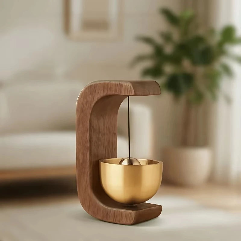 2026 New Arrival！Dopamine Home Wind-Bell Magnetic Inhalation Beech Wood Copper Bell Walnut Ornament Reminder Decorative Bell Zpaxo