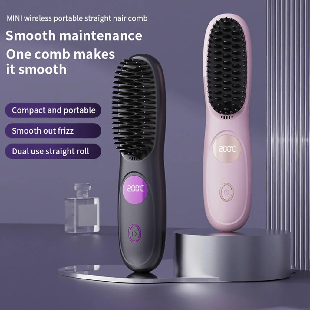 Cordless USB Rechargeable Ceramic Hair Straightener Comb | Travel Hair Straightener Comb Zpaxo