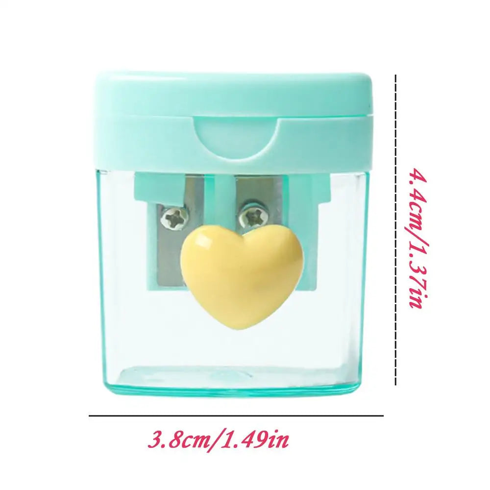 Cartoon Pencil Sharpener Double Hole Pencil Cutter Tool Pencil Sharpening Tool Student Stationery Simple School Office Supplies Zpaxo Green