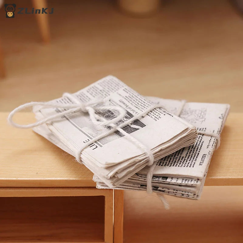 ▶1/12 Dollhouse Miniature Retro Newspaper Set Simulation Model Toys Home Furniture Accessories Zpaxo