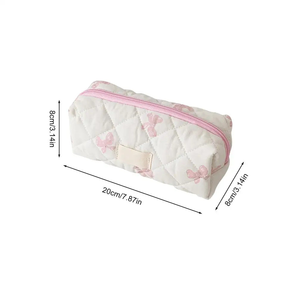 Cute Pencil Case Aesthetic Bow Pattern Stationery Bag Cosmetic Zpaxo B