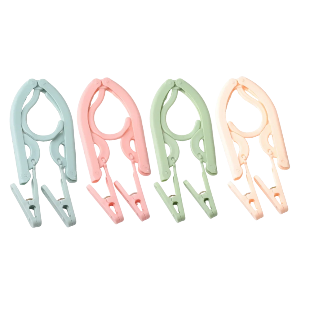 1 3 5pieces Folding Clothes Hanger Clip Non-slip Travel Cloth Hangers Zpaxo