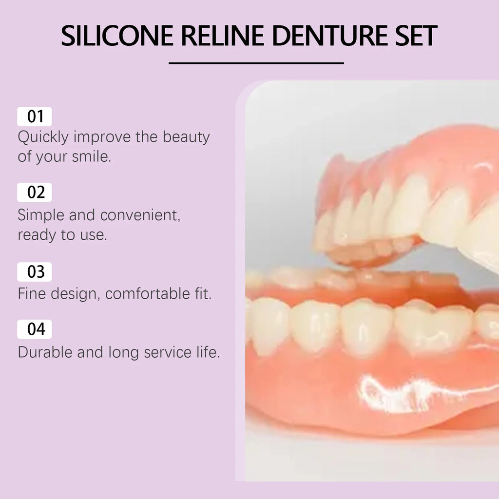 Silicone Denture Set Fit Temporary Orthodontic Teeth Dentures Fake Tooth Oral Hygiene Care Whitening Dentures Simulation Braces Zpaxo