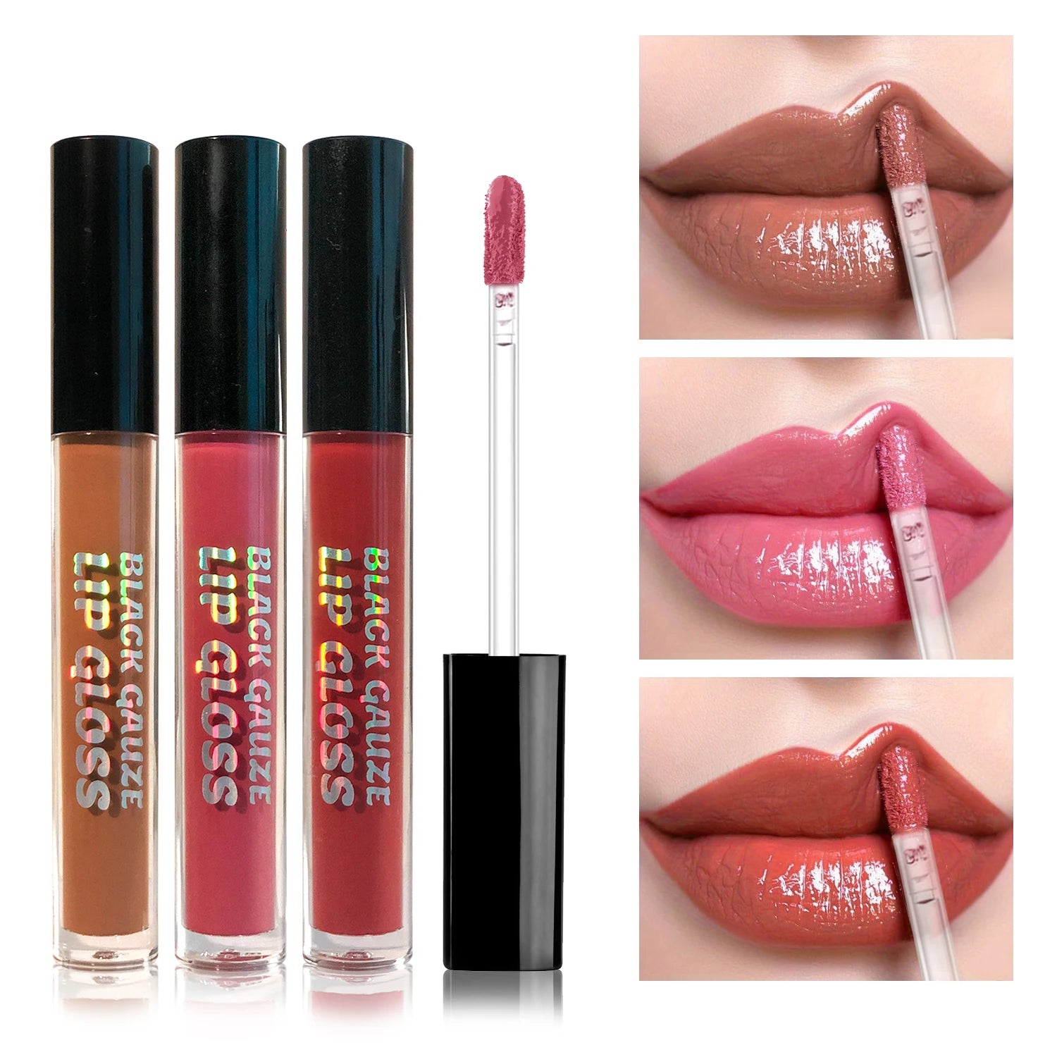 Tri-color Gothic-style Dark Brown Matte Lipstick Velvet Liquid Lip Zpaxo