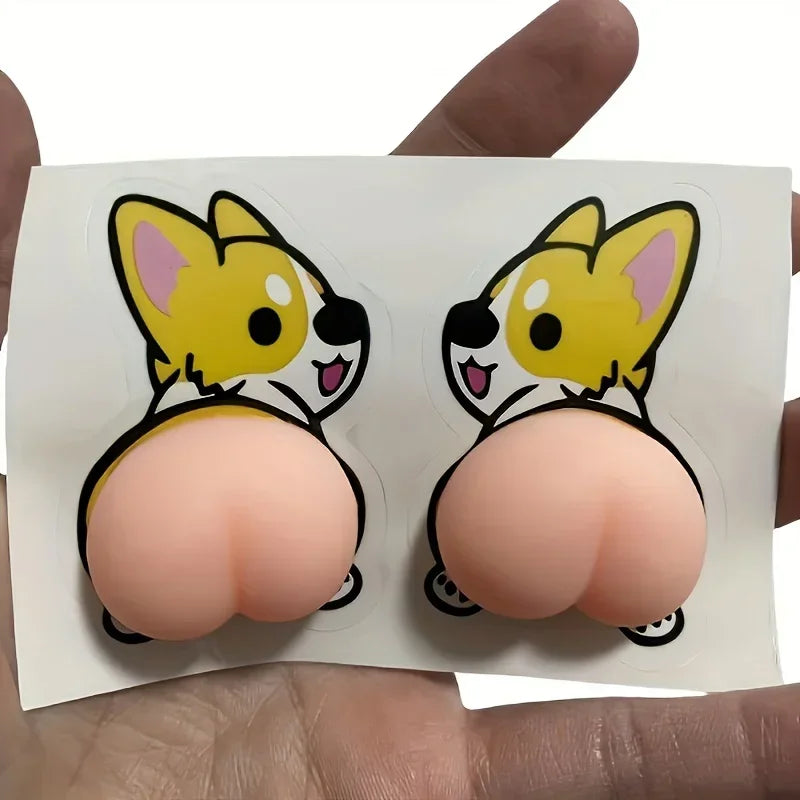 3D PVC Car Stickers 2-Piece Cartoon Bumper Rearview Mirror Protection