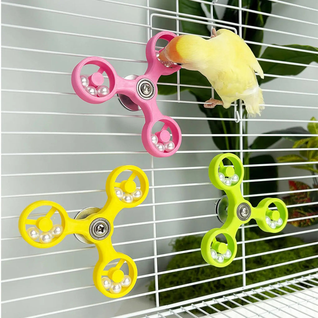 Bird Toys Interactive Rotating Spinner Wheel Cage Accessories
