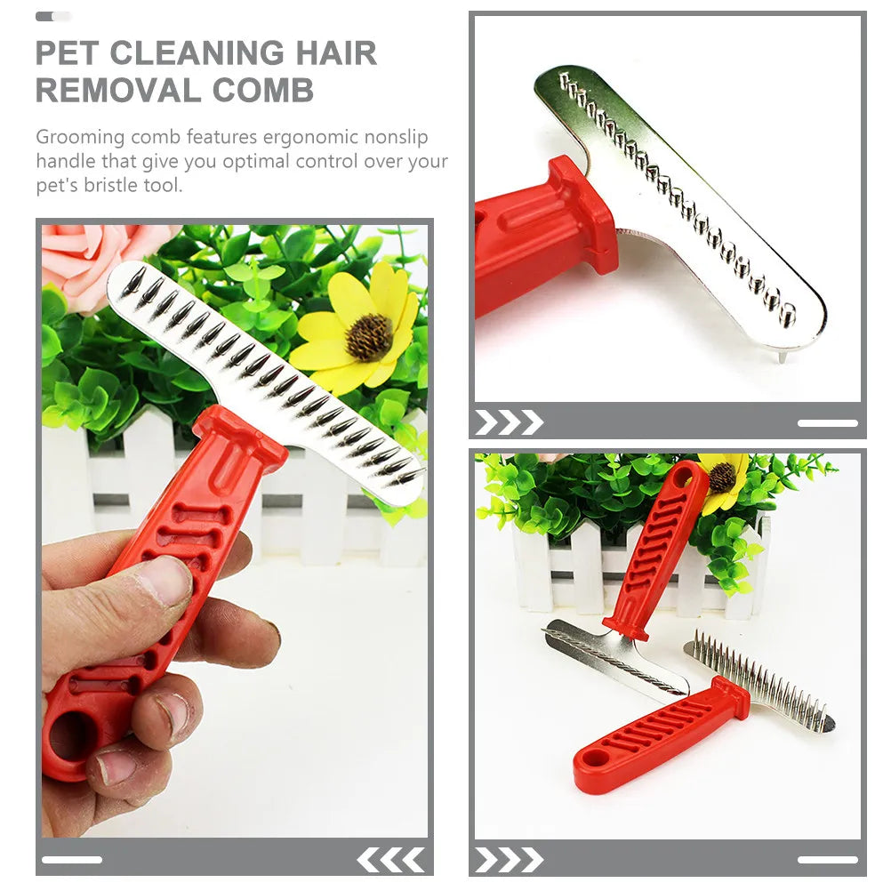 Pet Grooming Comb Durable Plastic Stainless Steel Comfortable Handle