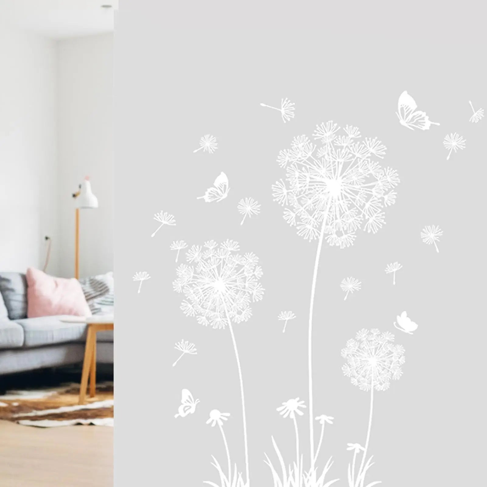 DIY White Dandelion Wall Sticker Decals Waterproof Decorative Peel and Paste Butterflies Flying for Sofa Backdrop Accessory Zpaxo Default Title
