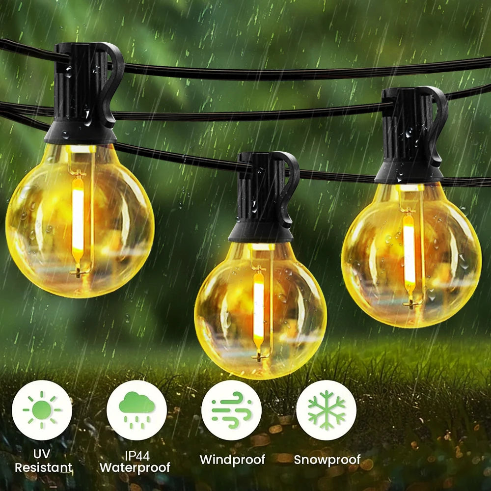 Solar String Lights Outdoor with Remote LED Shatterproof Bulbs Dimmable G40 Solar String Lights for Outside Backyard Party Decor Zpaxo