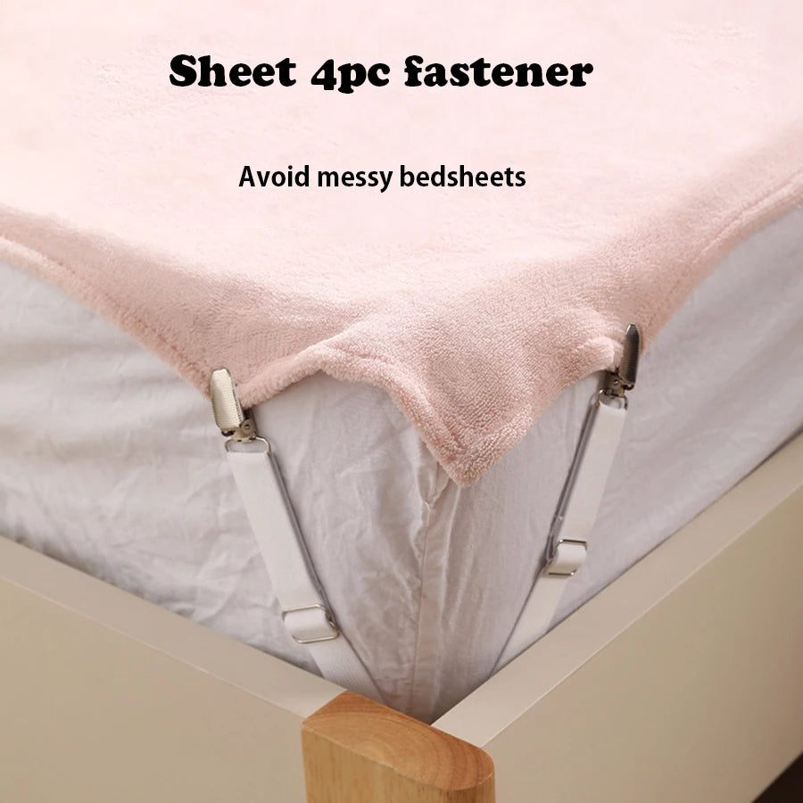 4pcs Bed Sheet Clips Adjustable Bed Sheet Holder Straps Set of 4 Elastic Fitted Bedding Clips Fasteners for Home Hotel Zpaxo