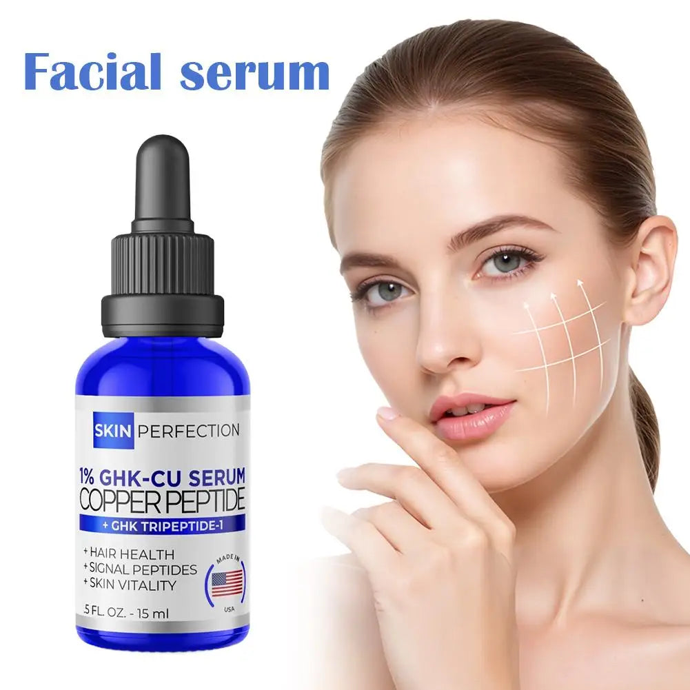 Multi Use GHK CU Copper Peptide Serum With Dropper For Face Hair And Scalp Nourishment Improves Skin Health Hair Scalp Condition Zpaxo