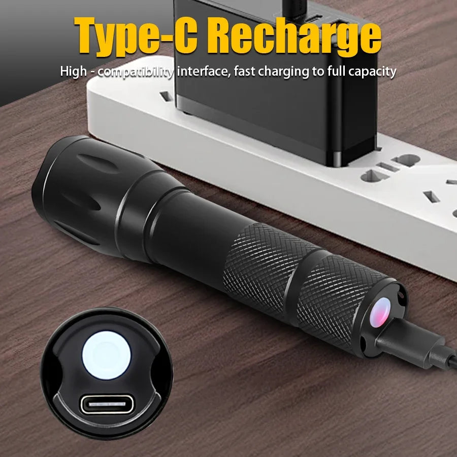 2-in-1 UV & White LED Flashlight – 395nm Zoomable Torch