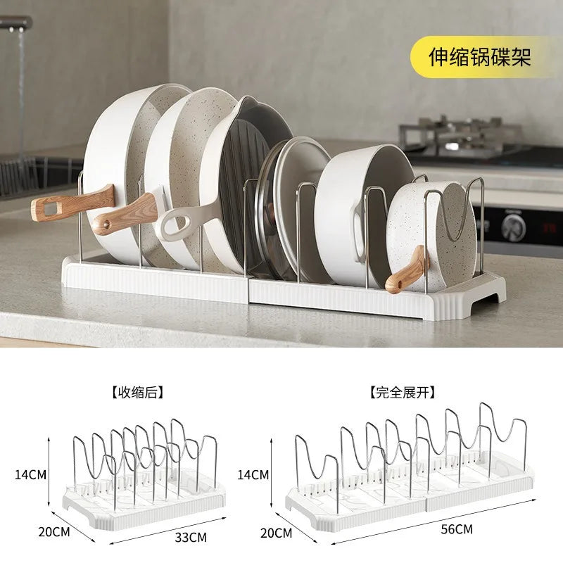 Expandable Kitchen Cabinet Pot Organizer Adjustable Divider Rack