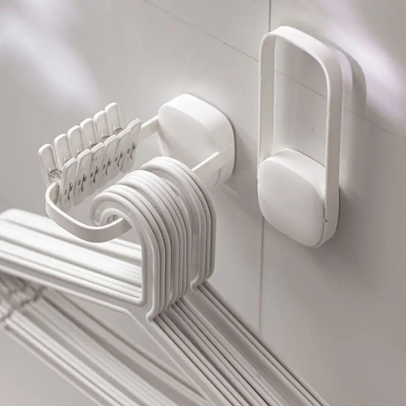 2PCS Non-Perforated Multi-Functional Balcony Folding Pants Rack Hanger Storage Tool with Sorting Hooks Space-Saving Organizer Zpaxo