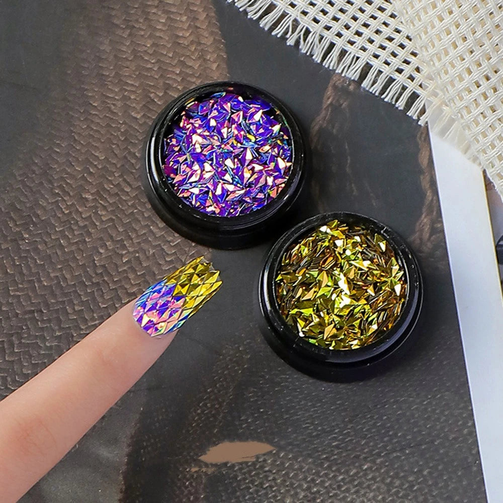 3D Dragon Scale Nail Decorations Glitter Holographic Mirror Diamond Zpaxo