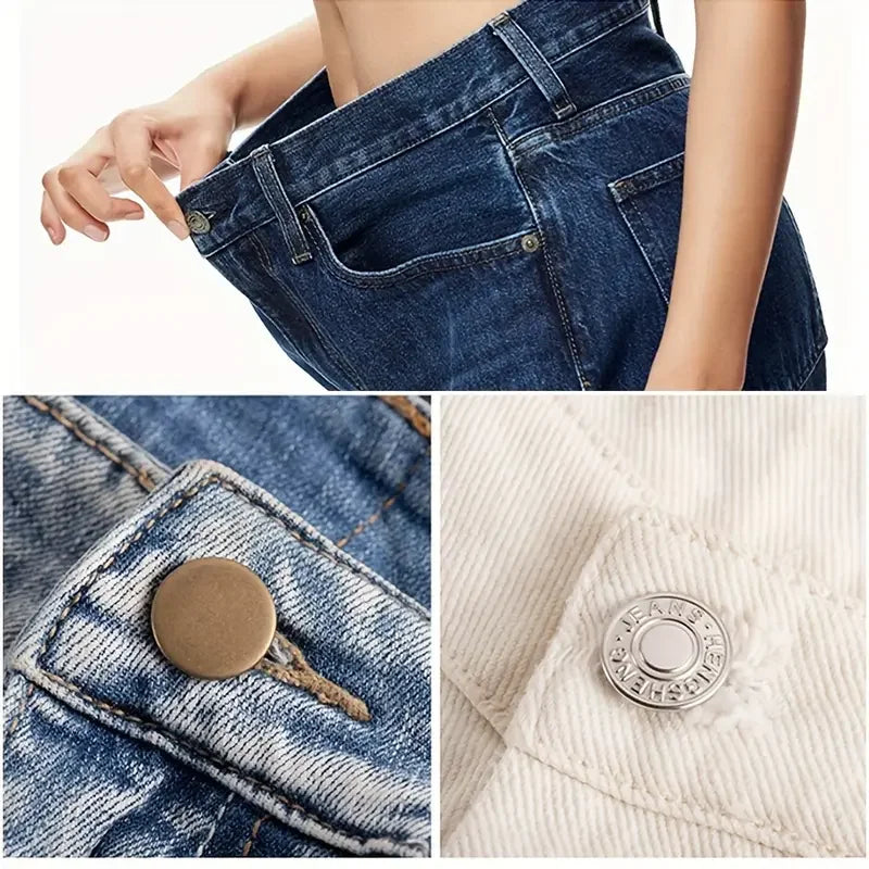 10PCS Adjustable No-Sew Bronze Jeans Buttons - Durable Metal Denim Clothes Snap Fasteners for Pants & Accessories Zpaxo