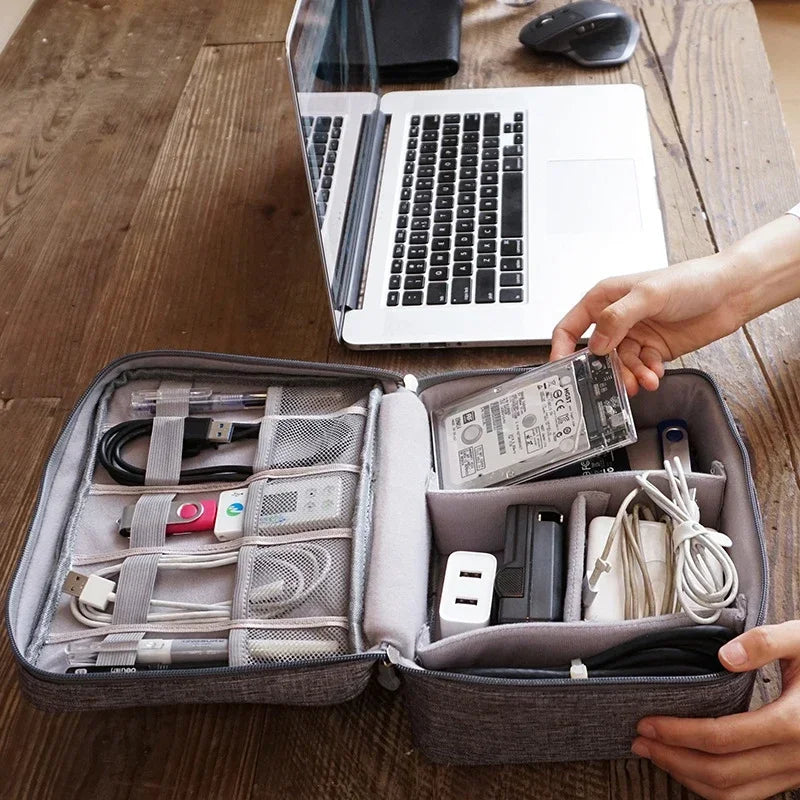 Portable USB Data Cable Charger Storage Bag Travel Organizer