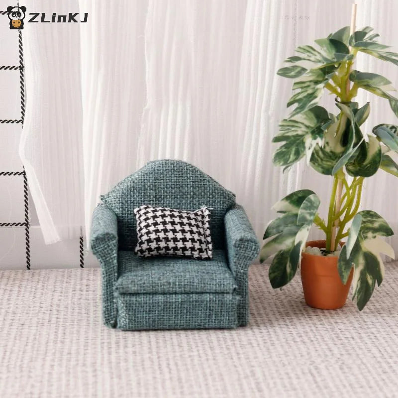 ▶1PCS Mini Flax Sofa Throw Pillow Model 1/12 Dollhouse Furniture Decoration Dolls House Home Scene Decor Accessories Zpaxo