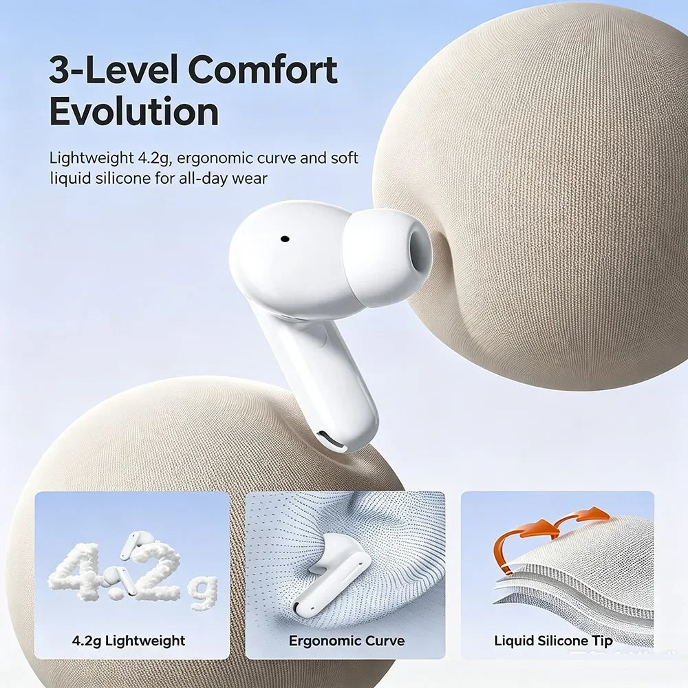 KEBIDUMEI Bluetooth Ear Earphones 6-Mic 48dB Noise Cancelling ANC