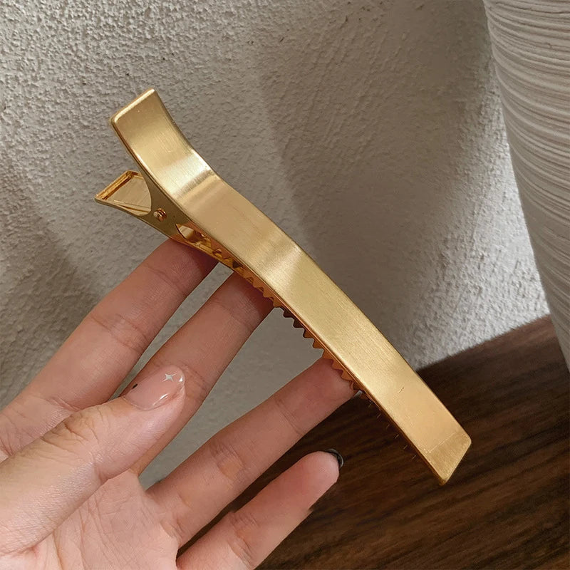Korean Women Elegant Hair Clips Barrettes for Girls Metal Hair Claws Hairpin Bangs Duckbill Clip Ponytail Fashion Accessories Zpaxo 1PC Gold