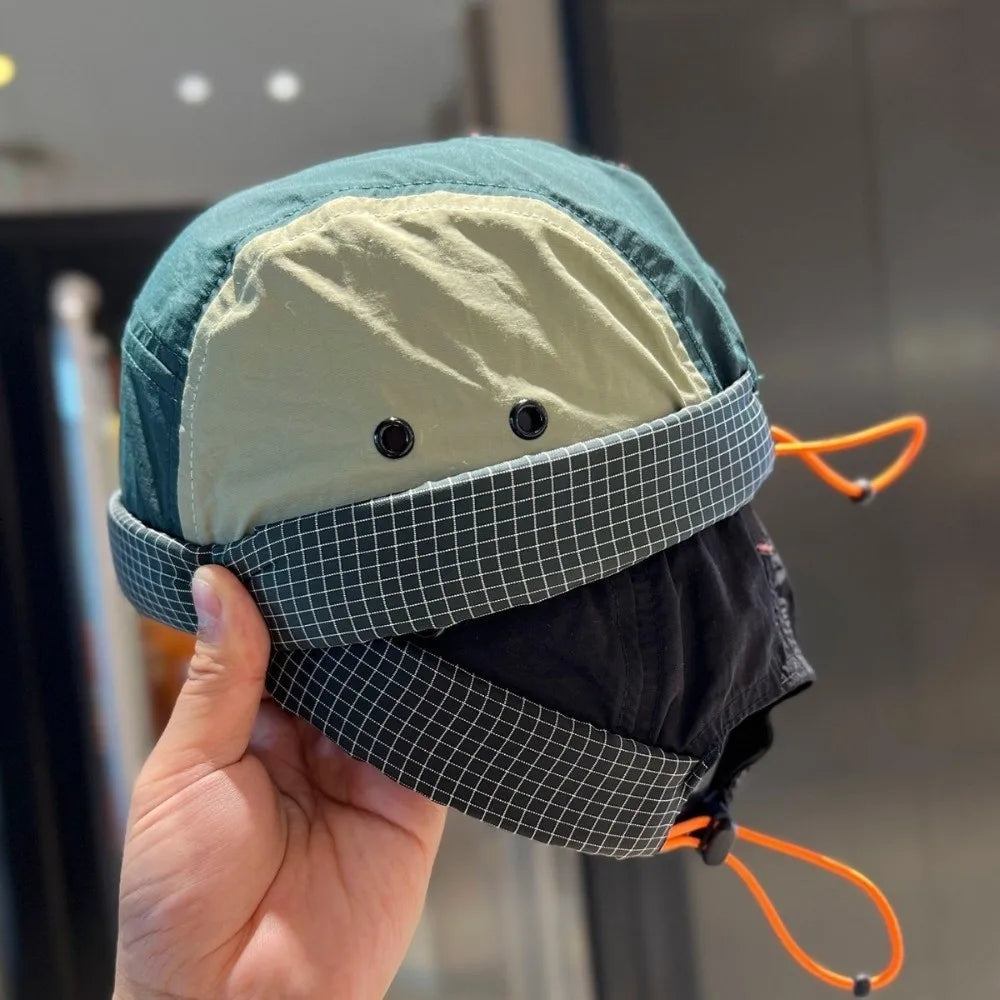 Casual Quick-drying 5-panel Cap Solid Color Anti-UV Beanies Hat Adjustable Brimless Cap Women Zpaxo