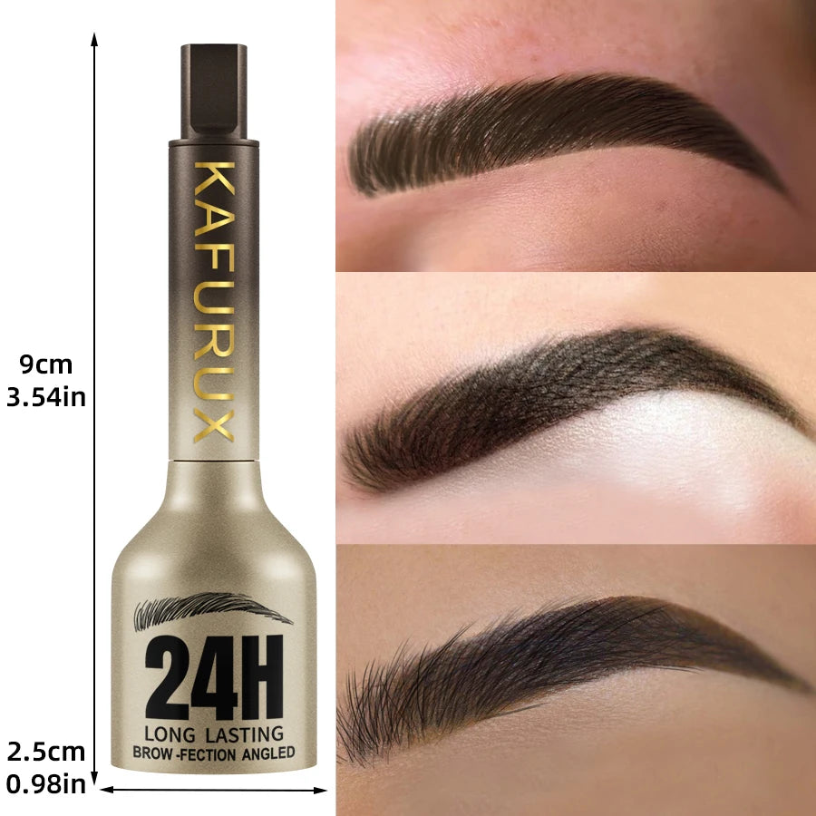 3-Color Wild Eyebrow Pencil Square Angled Brush Velvet 3D Brow Dye