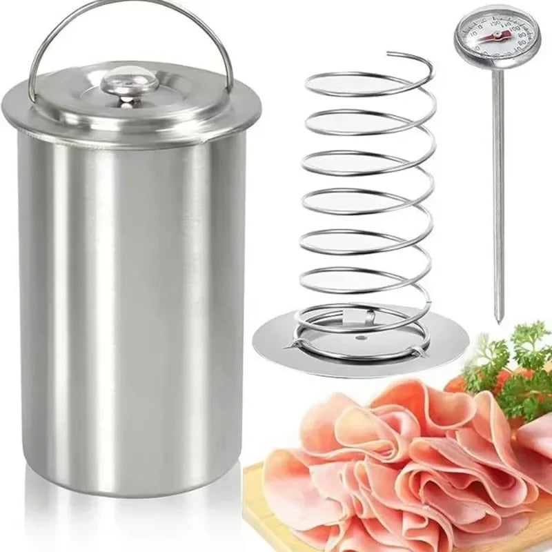 Kitchen 304 Stainless Steel Ham Press Maker Machine Round Shape Meat Press Mold With Thermometer, Meat Poultry Cooking Tools yij Zpaxo