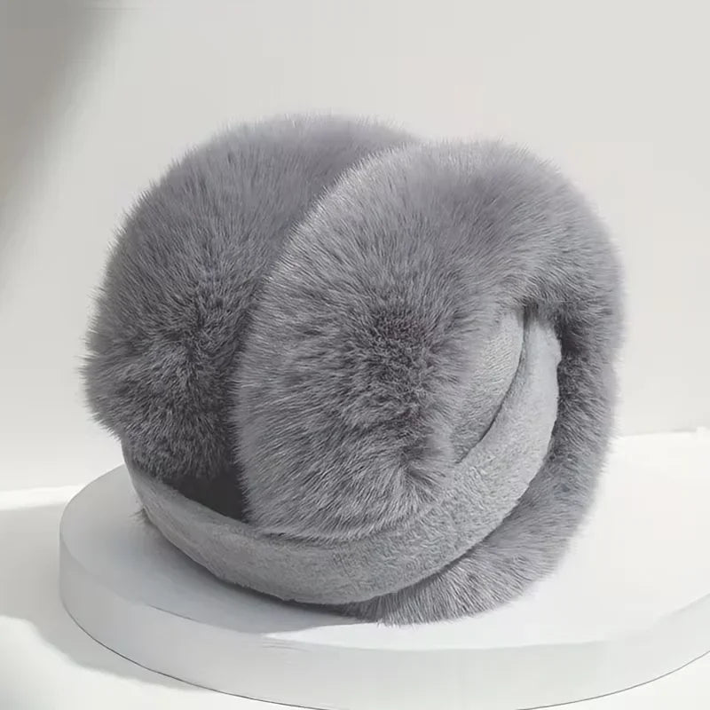 Soft Plush Ski Ear Warmer Warm Earmuffs for Adult Fashion Solid Color Earflap Protection Ear-Muffs Ear Cover Skate Ski Protector Zpaxo gray